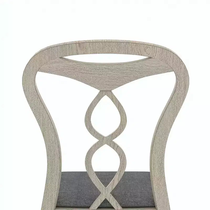 VECELO Sedie da pranzo rustiche in legno, sedie da cucina in legno di gomma con sedile imbottito ed elegante schienale traforato, grigio