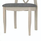 VECELO Sedie da pranzo rustiche in legno, sedie da cucina in legno di gomma con sedile imbottito ed elegante schienale traforato, grigio