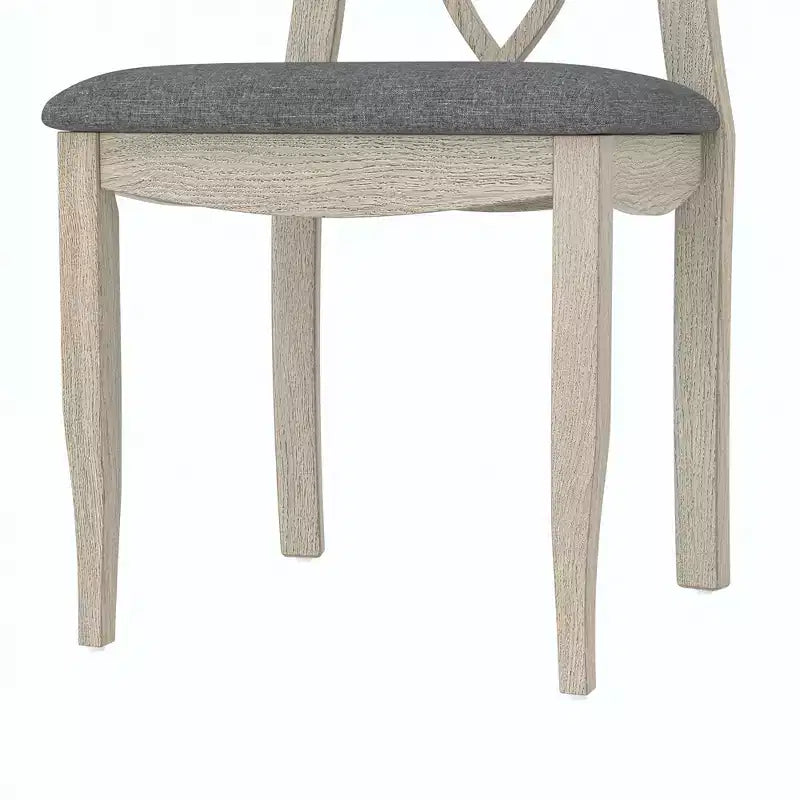 VECELO Sedie da pranzo rustiche in legno, sedie da cucina in legno di gomma con sedile imbottito ed elegante schienale traforato, grigio