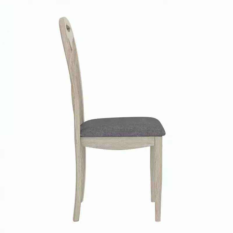 VECELO Sedie da pranzo rustiche in legno, sedie da cucina in legno di gomma con sedile imbottito ed elegante schienale traforato, grigio