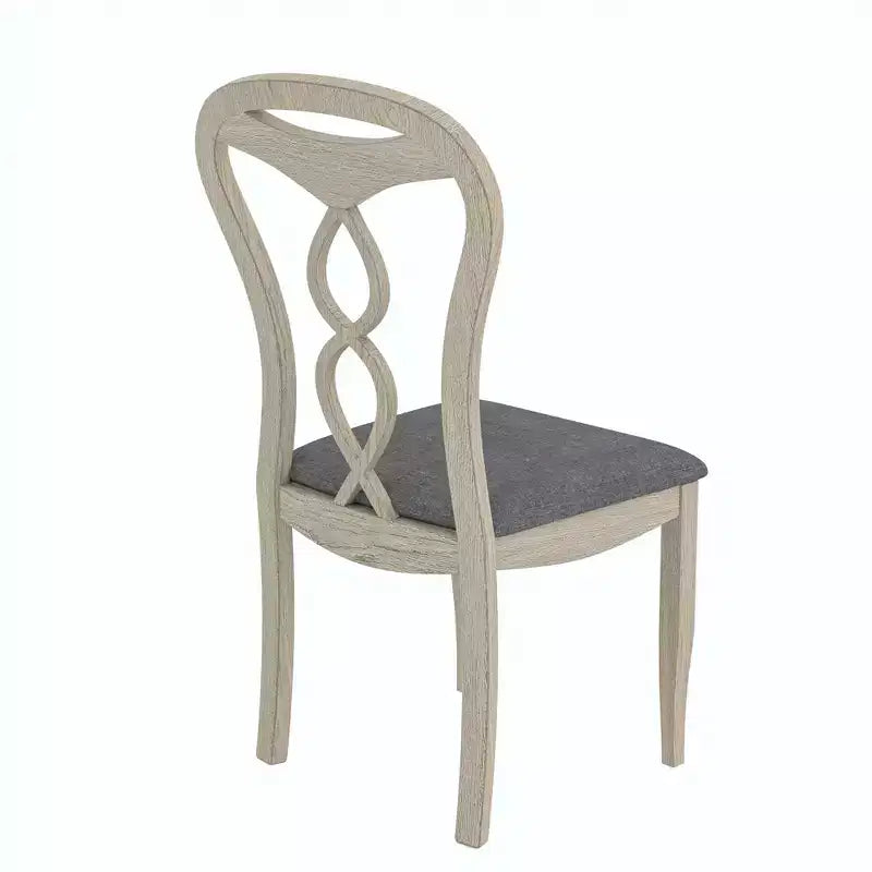 VECELO Sedie da pranzo rustiche in legno, sedie da cucina in legno di gomma con sedile imbottito ed elegante schienale traforato, grigio