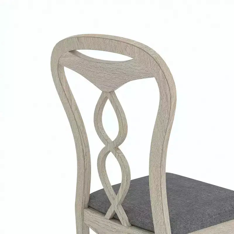 VECELO Sedie da pranzo rustiche in legno, sedie da cucina in legno di gomma con sedile imbottito ed elegante schienale traforato, grigio
