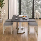 VECELO Sedie da pranzo rustiche in legno, sedie da cucina in legno di gomma con sedile imbottito ed elegante schienale traforato, grigio