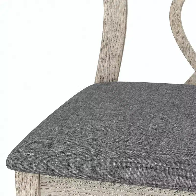 VECELO Sedie da pranzo rustiche in legno, sedie da cucina in legno di gomma con sedile imbottito ed elegante schienale traforato, grigio