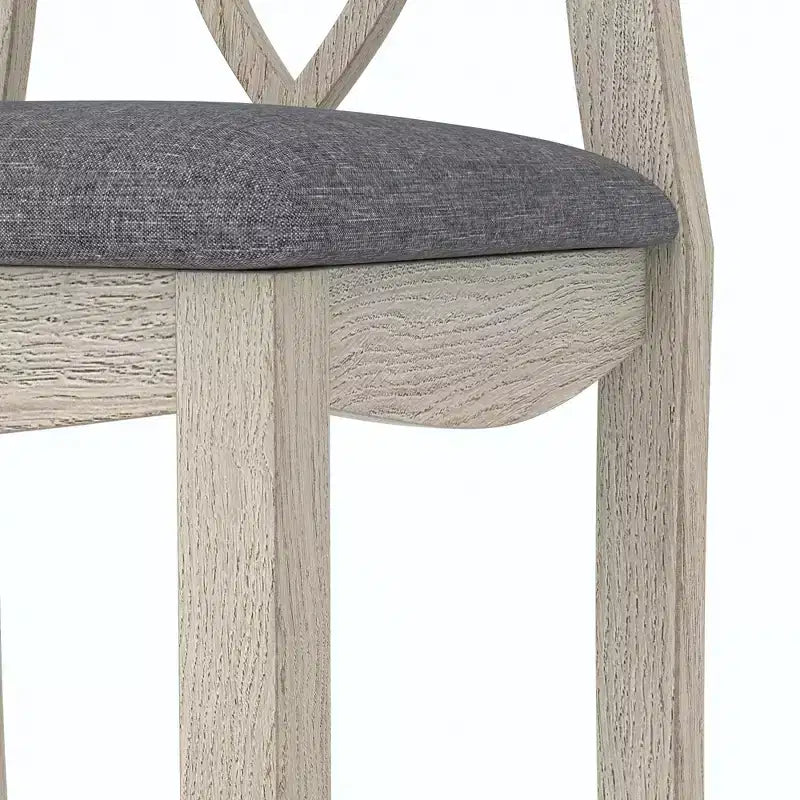 VECELO Sedie da pranzo rustiche in legno, sedie da cucina in legno di gomma con sedile imbottito ed elegante schienale traforato, grigio