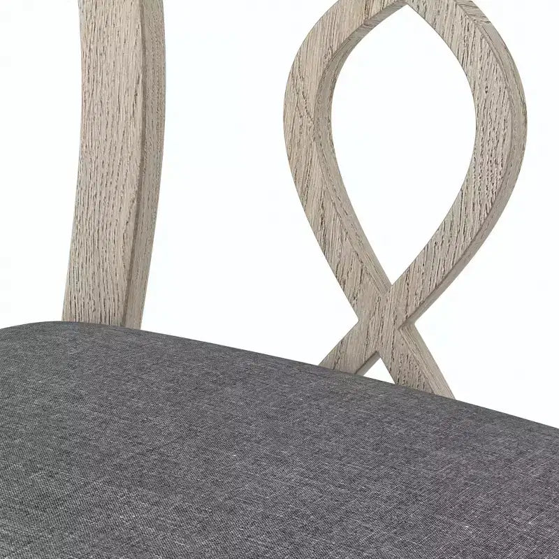 VECELO Sedie da pranzo rustiche in legno, sedie da cucina in legno di gomma con sedile imbottito ed elegante schienale traforato, grigio