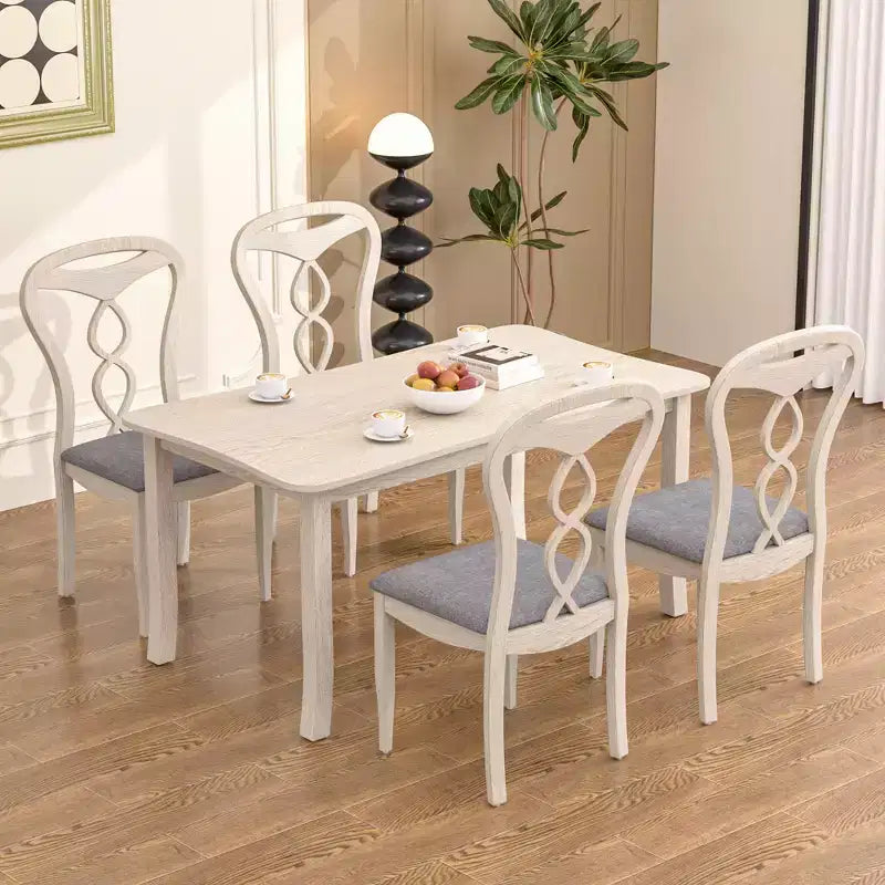VECELO Sedie da pranzo rustiche in legno, sedie da cucina in legno di gomma con sedile imbottito ed elegante schienale traforato, grigio