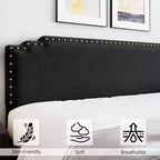 Struttura Letto, Letto a Piattaforma Imbottito in Velluto con Testiera Decorativa Rivettata, Nessuna Rete a Molle, Silenzioso, Facile da Montare