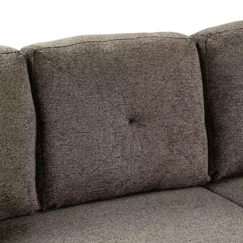 Divano Sezionale a L Reversibile con Chaise Longue Contenitore, Ripiano Laterale e 2 Sgabelli - Divano Letto Estraibile per Soggiorno