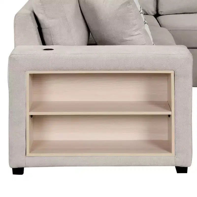 Divano letto angolare a U 109" con porte USB, chaise longue contenitore e 4 cuscini - Divano letto convertibile per soggiorno