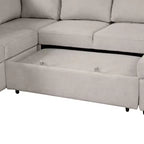 Divano letto angolare a U 109" con porte USB, chaise longue contenitore e 4 cuscini - Divano letto convertibile per soggiorno