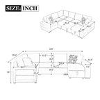 Divano letto angolare a U 109" con porte USB, chaise longue contenitore e 4 cuscini - Divano letto convertibile per soggiorno