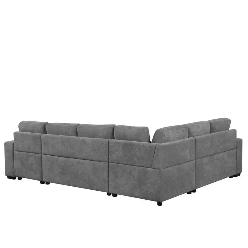 Divano letto angolare a U 109" con porte USB, chaise longue contenitore e 4 cuscini - Divano letto convertibile per soggiorno