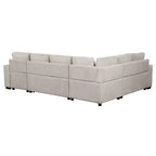 Divano letto angolare a U 109" con porte USB, chaise longue contenitore e 4 cuscini - Divano letto convertibile per soggiorno