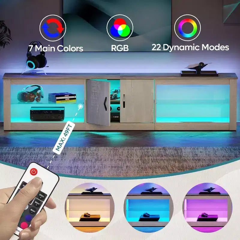 Mobile TV Bestier da 70 con LED per TV fino a 75, Centro d'Intrattenimento per Soggiorno