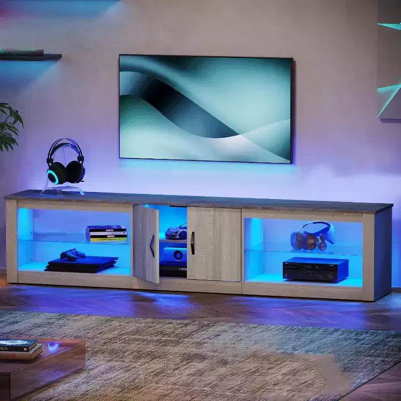Mobile TV Bestier da 70 con LED per TV fino a 75, Centro d'Intrattenimento per Soggiorno