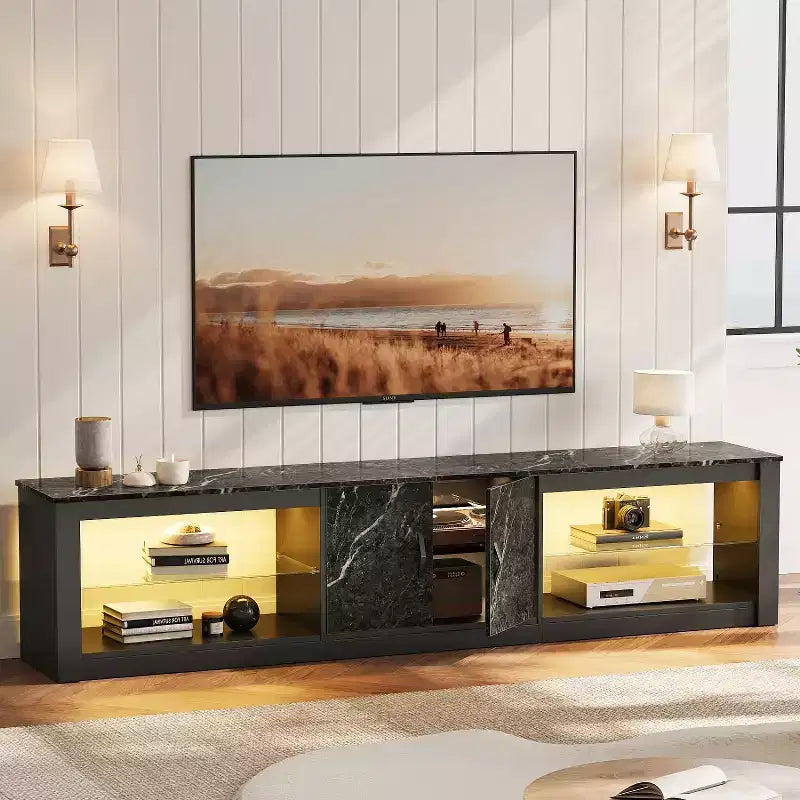 Mobile TV Bestier da 70 con LED per TV fino a 75, Centro d'Intrattenimento per Soggiorno