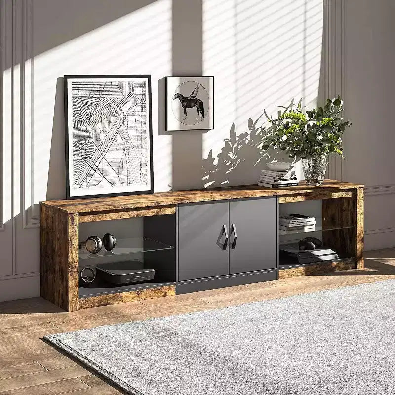 Mobile TV Bestier da 70 con LED per TV fino a 75, Centro d'Intrattenimento per Soggiorno