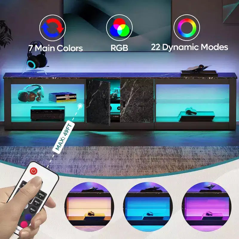 Mobile TV Bestier da 70 con LED per TV fino a 75, Centro d'Intrattenimento per Soggiorno