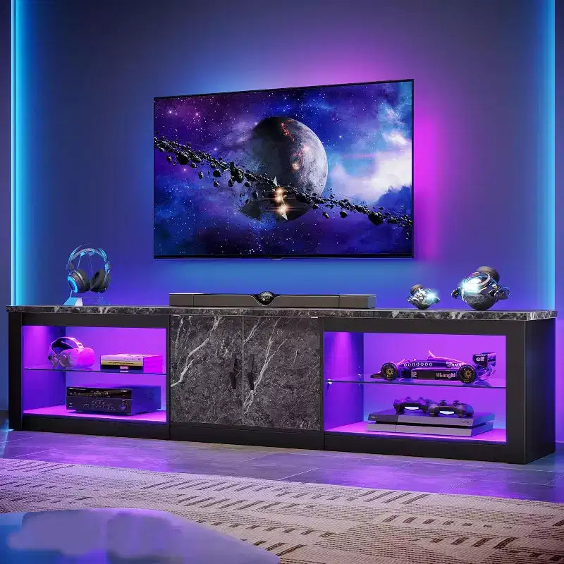 Mobile TV Bestier da 70 con LED per TV fino a 75, Centro d'Intrattenimento per Soggiorno