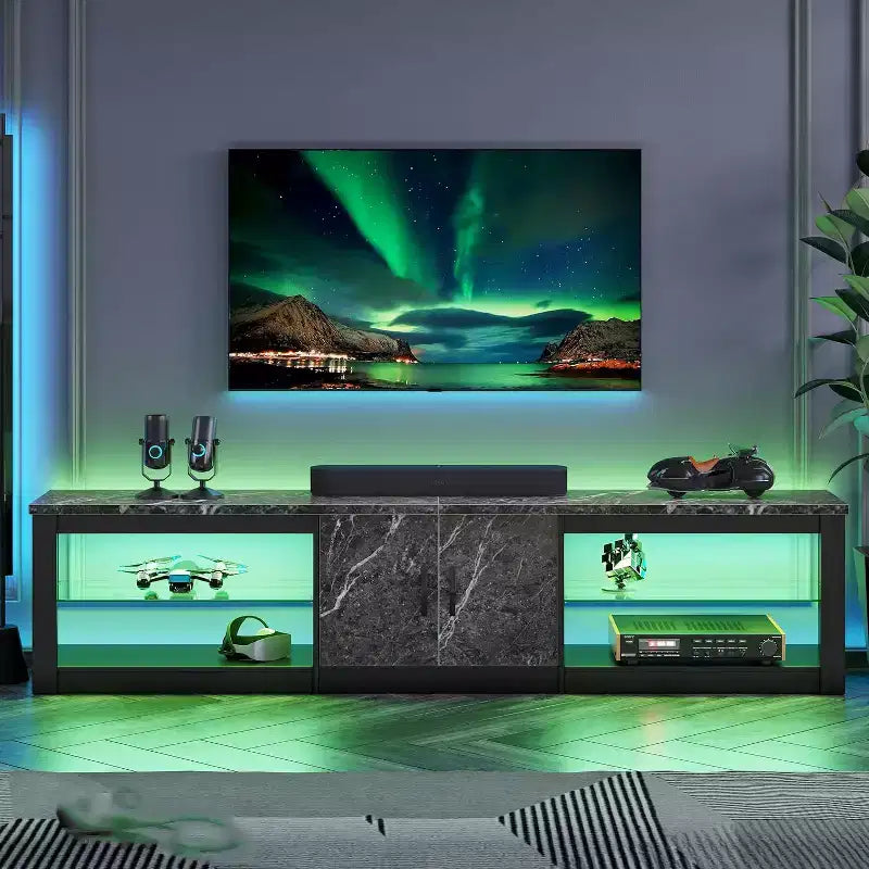 Mobile TV Bestier da 70 con LED per TV fino a 75, Centro d'Intrattenimento per Soggiorno
