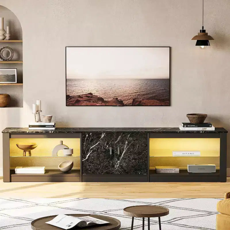 Mobile TV Bestier da 70 con LED per TV fino a 75, Centro d'Intrattenimento per Soggiorno
