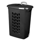 Sterilite Ultra Wheeled Laundry Hamper, Plastic Clothes Bin, Black, 24 Pack