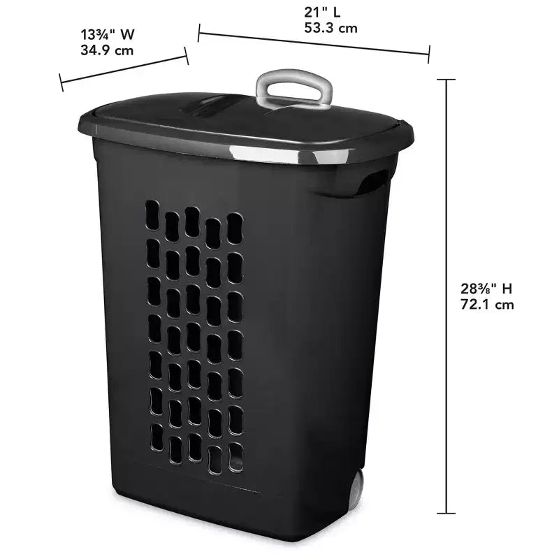 Sterilite Ultra Cesta Portabiancheria con Ruote, Contenitore per Vestiti in Plastica, Nero, Confezione da 24