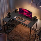 Bestier Scrivania ad angolo a L piccola con ripiani, scrivania da lavoro per studio da 120 cm, workstation per ufficio domestico per piccoli spazi