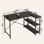 Bestier Scrivania ad angolo a L piccola con ripiani, scrivania da lavoro per studio da 120 cm, workstation per ufficio domestico per piccoli spazi