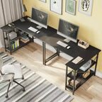 Bestier Scrivania ad angolo a L piccola con ripiani, scrivania da lavoro per studio da 120 cm, workstation per ufficio domestico per piccoli spazi