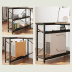 Bestier Scrivania ad angolo a L piccola con ripiani, scrivania da lavoro per studio da 120 cm, workstation per ufficio domestico per piccoli spazi