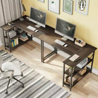 Bestier Scrivania ad angolo a L piccola con ripiani, scrivania da lavoro per studio da 120 cm, workstation per ufficio domestico per piccoli spazi