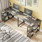 Bestier Scrivania ad angolo a L piccola con ripiani, scrivania da lavoro per studio da 120 cm, workstation per ufficio domestico per piccoli spazi