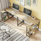 Bestier Scrivania ad angolo a L piccola con ripiani, scrivania da lavoro per studio da 120 cm, workstation per ufficio domestico per piccoli spazi