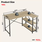 Bestier Scrivania ad angolo a L piccola con ripiani, scrivania da lavoro per studio da 120 cm, workstation per ufficio domestico per piccoli spazi