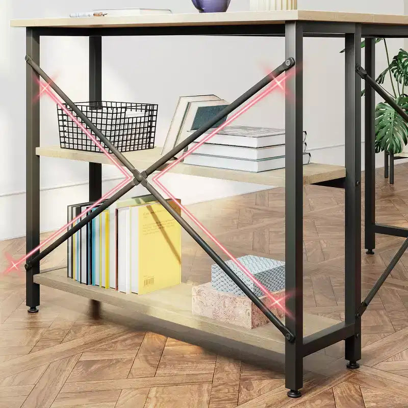 Bestier Scrivania ad angolo a L piccola con ripiani, scrivania da lavoro per studio da 120 cm, workstation per ufficio domestico per piccoli spazi