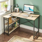 Bestier Scrivania ad angolo a L piccola con ripiani, scrivania da lavoro per studio da 120 cm, workstation per ufficio domestico per piccoli spazi