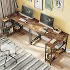 Bestier Scrivania ad angolo a L piccola con ripiani, scrivania da lavoro per studio da 120 cm, workstation per ufficio domestico per piccoli spazi