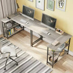 Bestier Scrivania ad angolo a L piccola con ripiani, scrivania da lavoro per studio da 120 cm, workstation per ufficio domestico per piccoli spazi