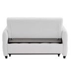 Divanetto Sleeper Estraibile da 52,8" con Schienale Regolabile, 3 Porte USB e Cuscini Lombari - Divano Letto Tufted in Ciniglia per Piccoli Spazi