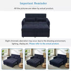 Divanetto Sleeper Estraibile da 52,8" con Schienale Regolabile, 3 Porte USB e Cuscini Lombari - Divano Letto Tufted in Ciniglia per Piccoli Spazi