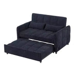 Divanetto Sleeper Estraibile da 52,8" con Schienale Regolabile, 3 Porte USB e Cuscini Lombari - Divano Letto Tufted in Ciniglia per Piccoli Spazi