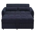 Divanetto Sleeper Estraibile da 52,8" con Schienale Regolabile, 3 Porte USB e Cuscini Lombari - Divano Letto Tufted in Ciniglia per Piccoli Spazi