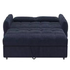 Divanetto Sleeper Estraibile da 52,8" con Schienale Regolabile, 3 Porte USB e Cuscini Lombari - Divano Letto Tufted in Ciniglia per Piccoli Spazi