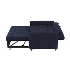 Divanetto Sleeper Estraibile da 52,8" con Schienale Regolabile, 3 Porte USB e Cuscini Lombari - Divano Letto Tufted in Ciniglia per Piccoli Spazi