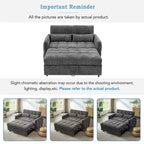 Divanetto Sleeper Estraibile da 52,8" con Schienale Regolabile, 3 Porte USB e Cuscini Lombari - Divano Letto Tufted in Ciniglia per Piccoli Spazi