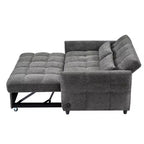 Divanetto Sleeper Estraibile da 52,8" con Schienale Regolabile, 3 Porte USB e Cuscini Lombari - Divano Letto Tufted in Ciniglia per Piccoli Spazi