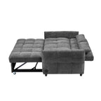 Divanetto Sleeper Estraibile da 52,8" con Schienale Regolabile, 3 Porte USB e Cuscini Lombari - Divano Letto Tufted in Ciniglia per Piccoli Spazi