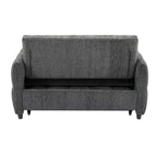 Divanetto Sleeper Estraibile da 52,8" con Schienale Regolabile, 3 Porte USB e Cuscini Lombari - Divano Letto Tufted in Ciniglia per Piccoli Spazi